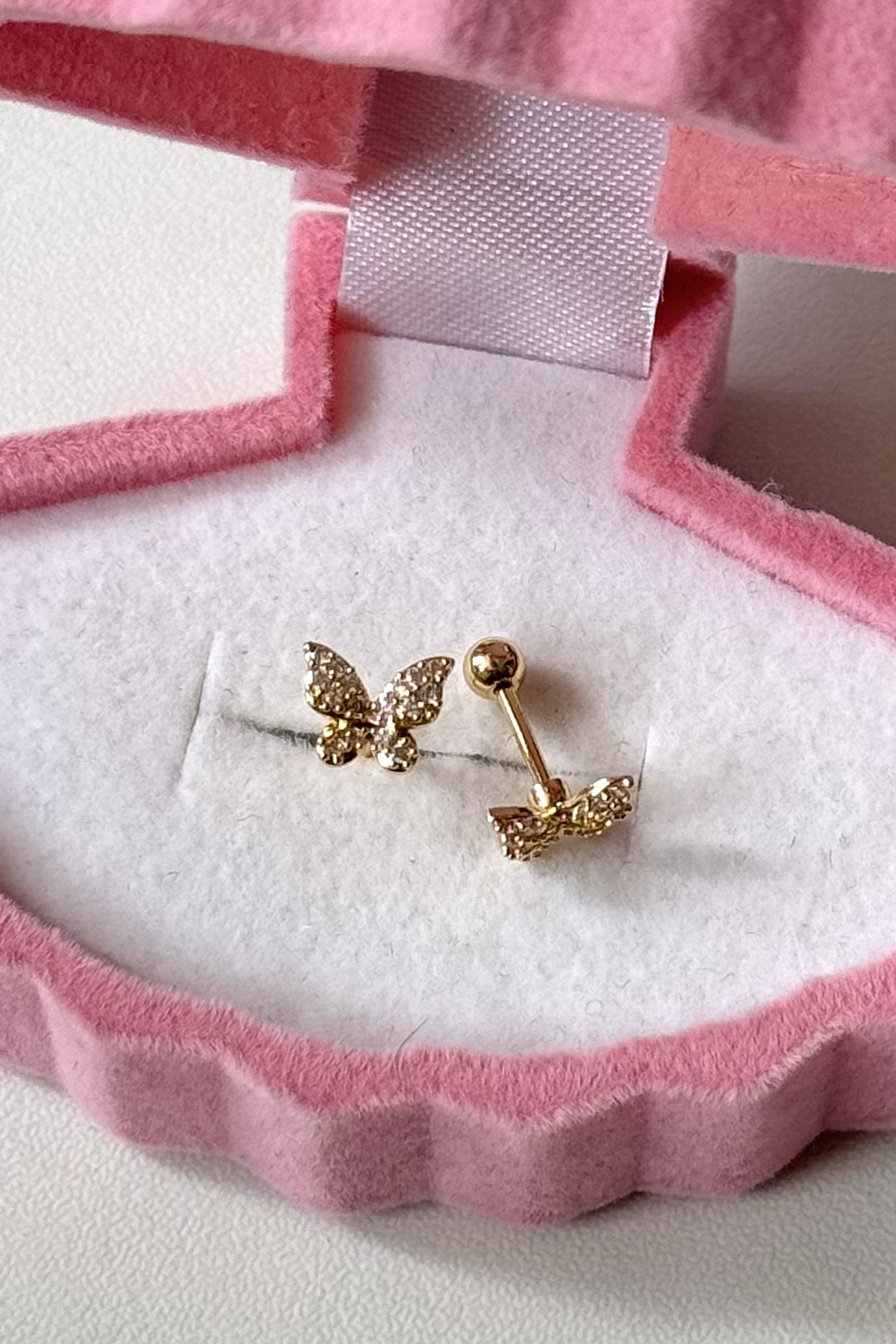 Mini Taşlı Kelebek Piercing Cerrahi Çelik