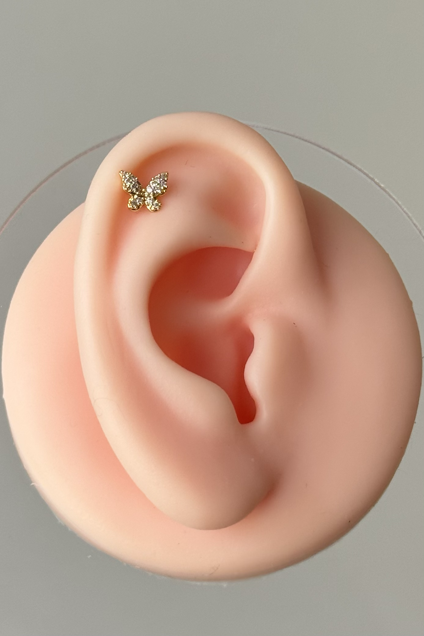 Mini Taşlı Kelebek Piercing Cerrahi Çelik