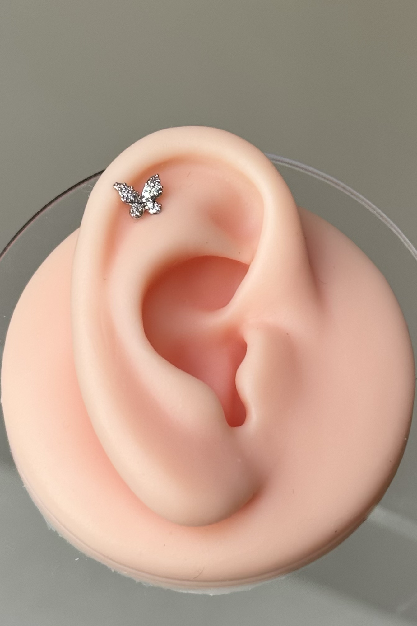 Mini Taşlı Kelebek Piercing Cerrahi Çelik