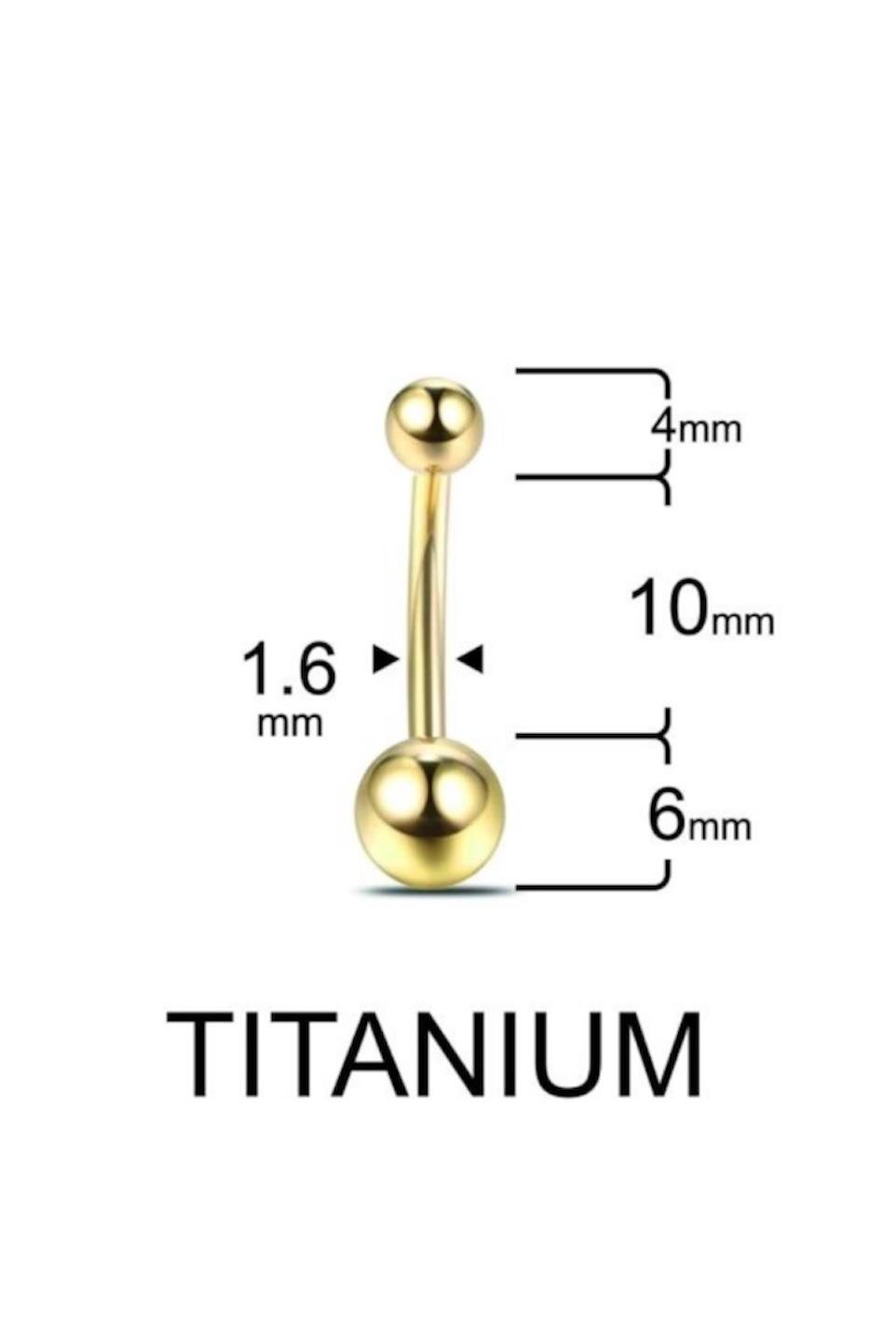 Mini Top Altın Titanyum Göbek Piercing 