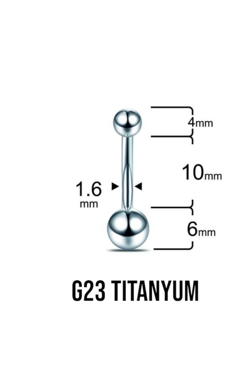Mini Top Gümüş Titanyum Göbek Piercing