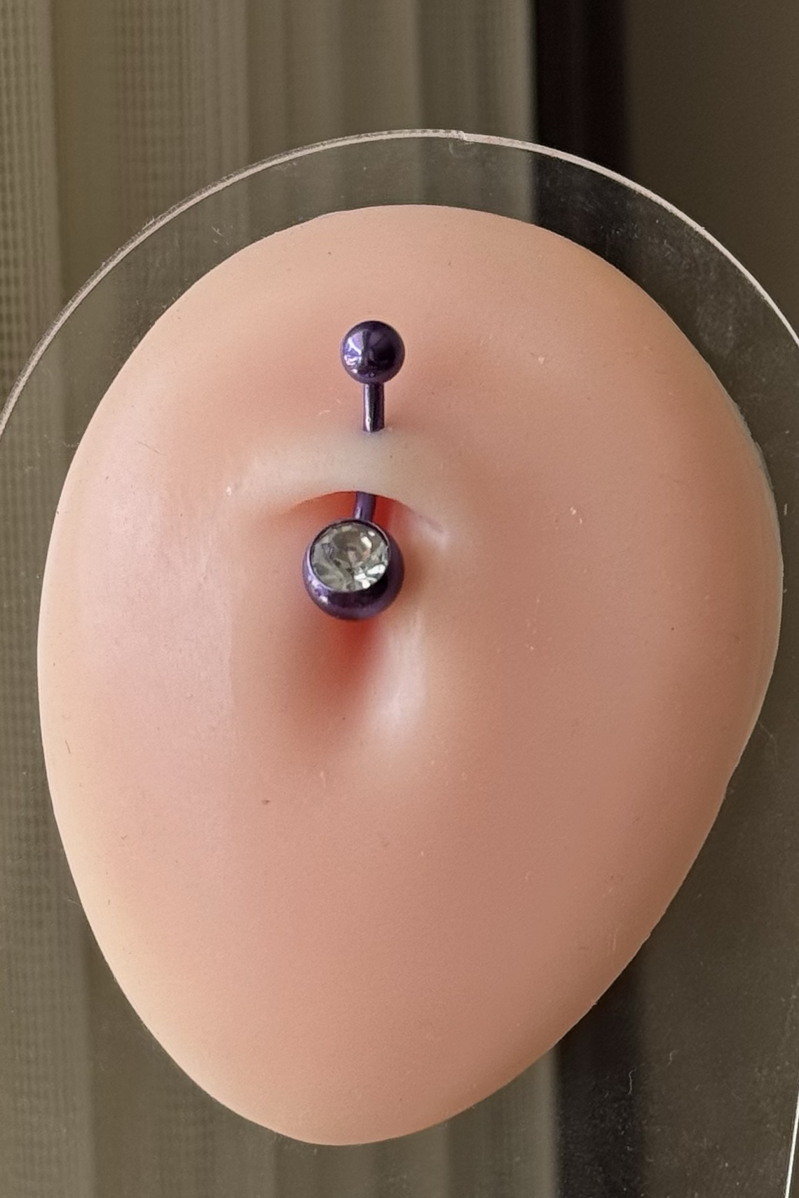 Mor Çelik Taş Top Göbek Piercing