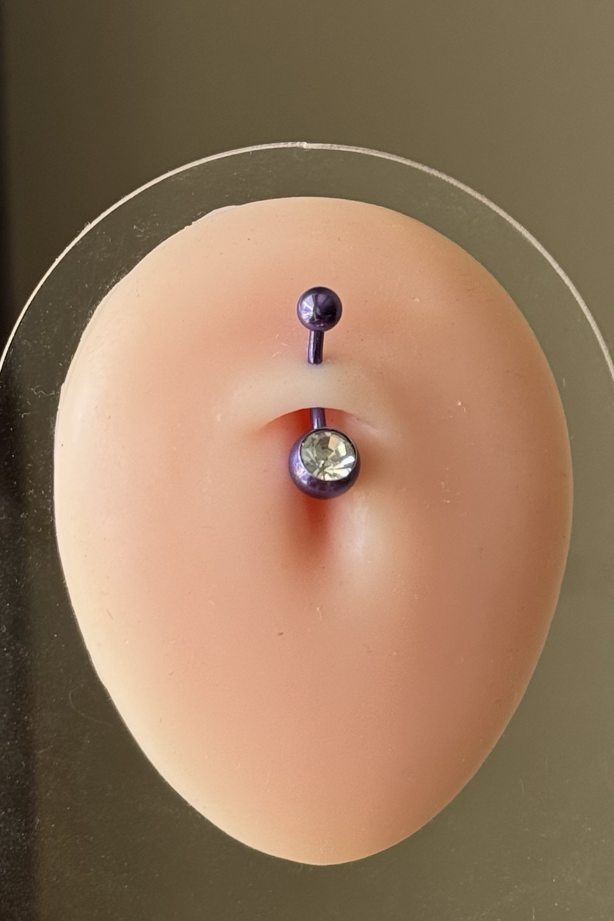 Mor Çelik Taş Top Göbek Piercing