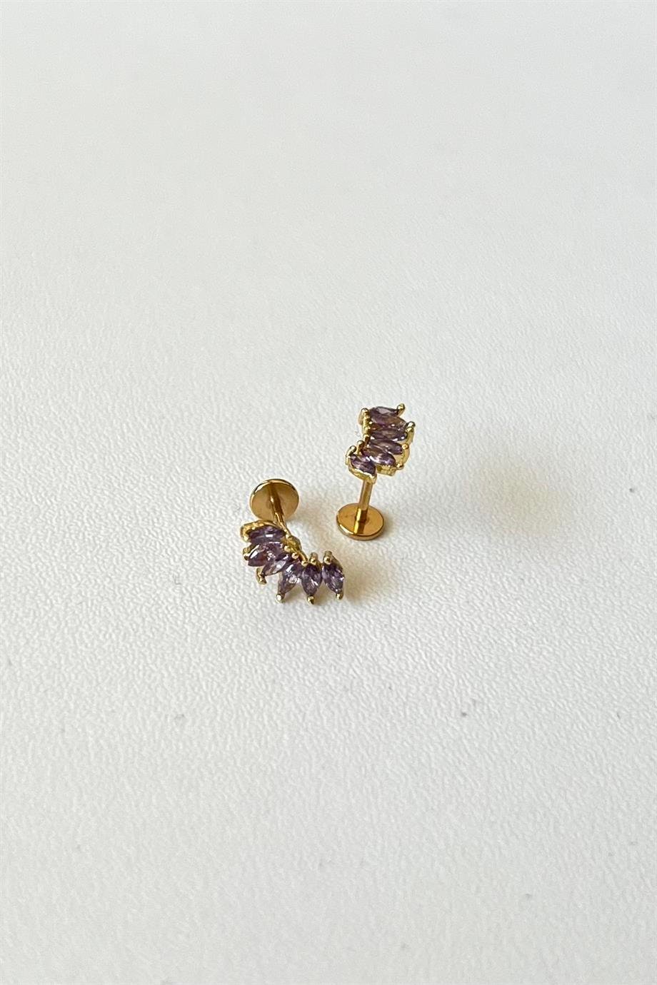 Mor Kanat Piercing | Cerrahi Çelik