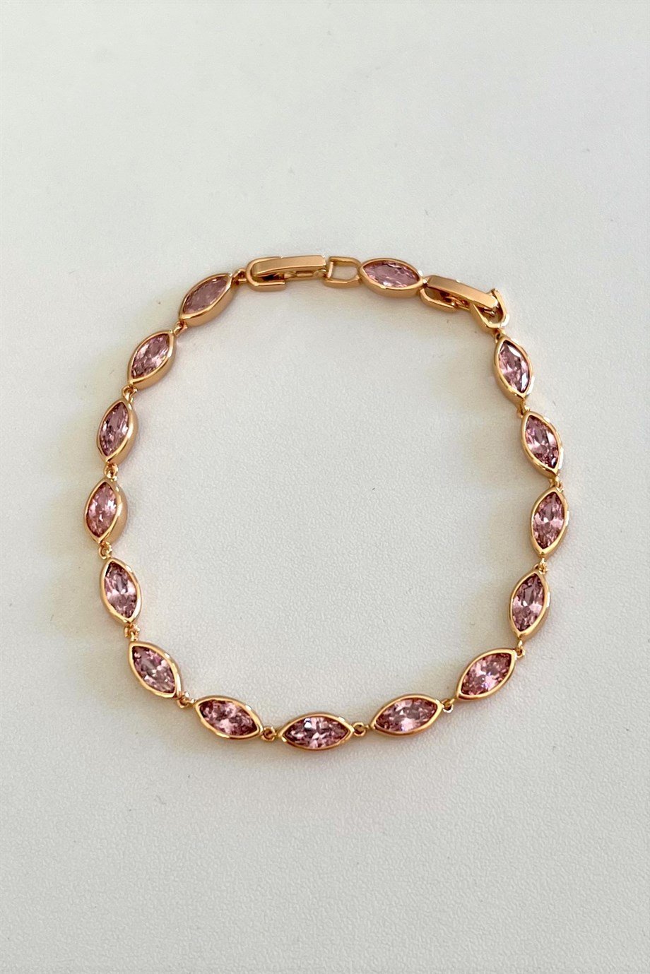 Pembe Damla Taşlı Bileklik | Çelik