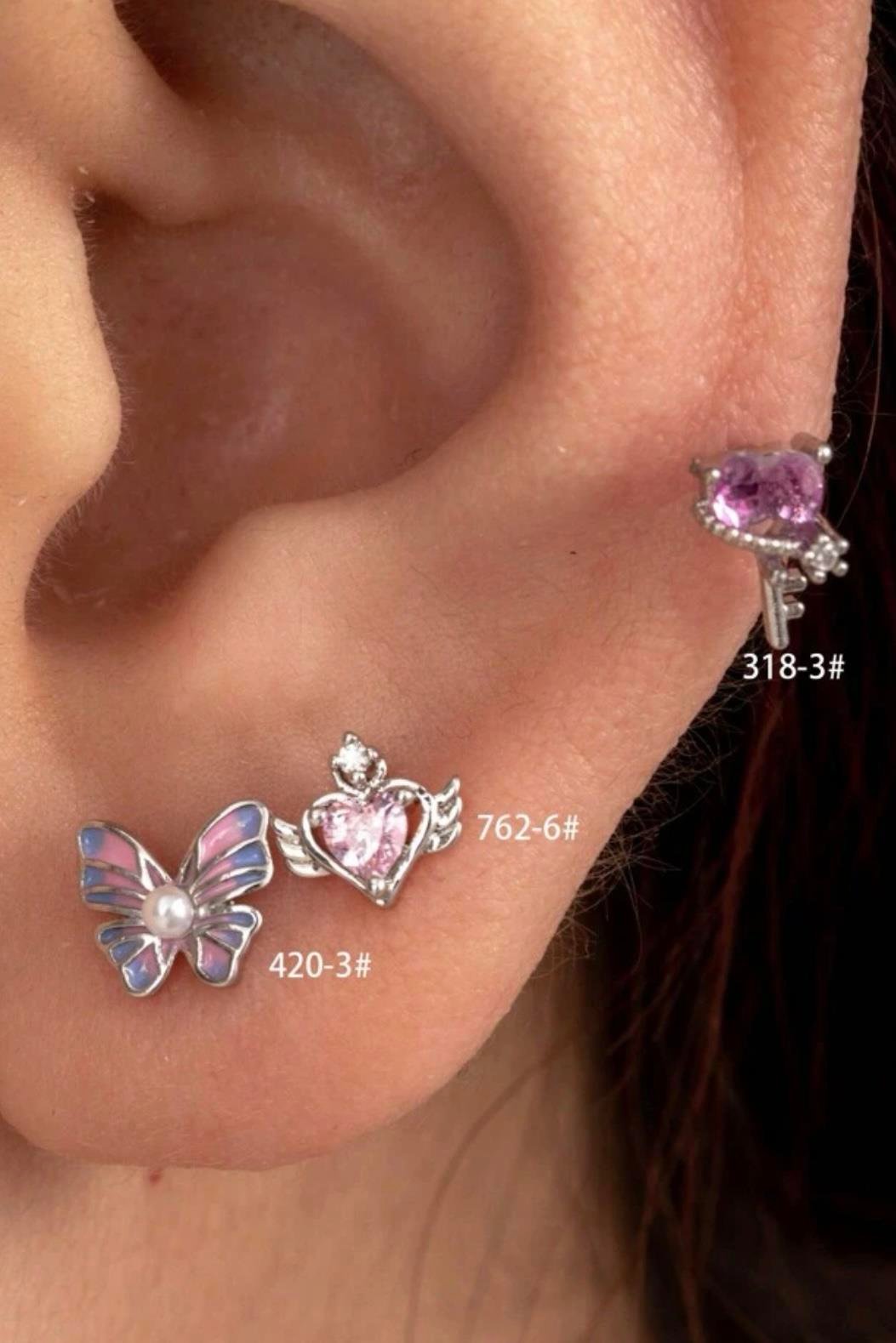 Pembe Kalp Anahtar Piercing | Cerrahi Çelik