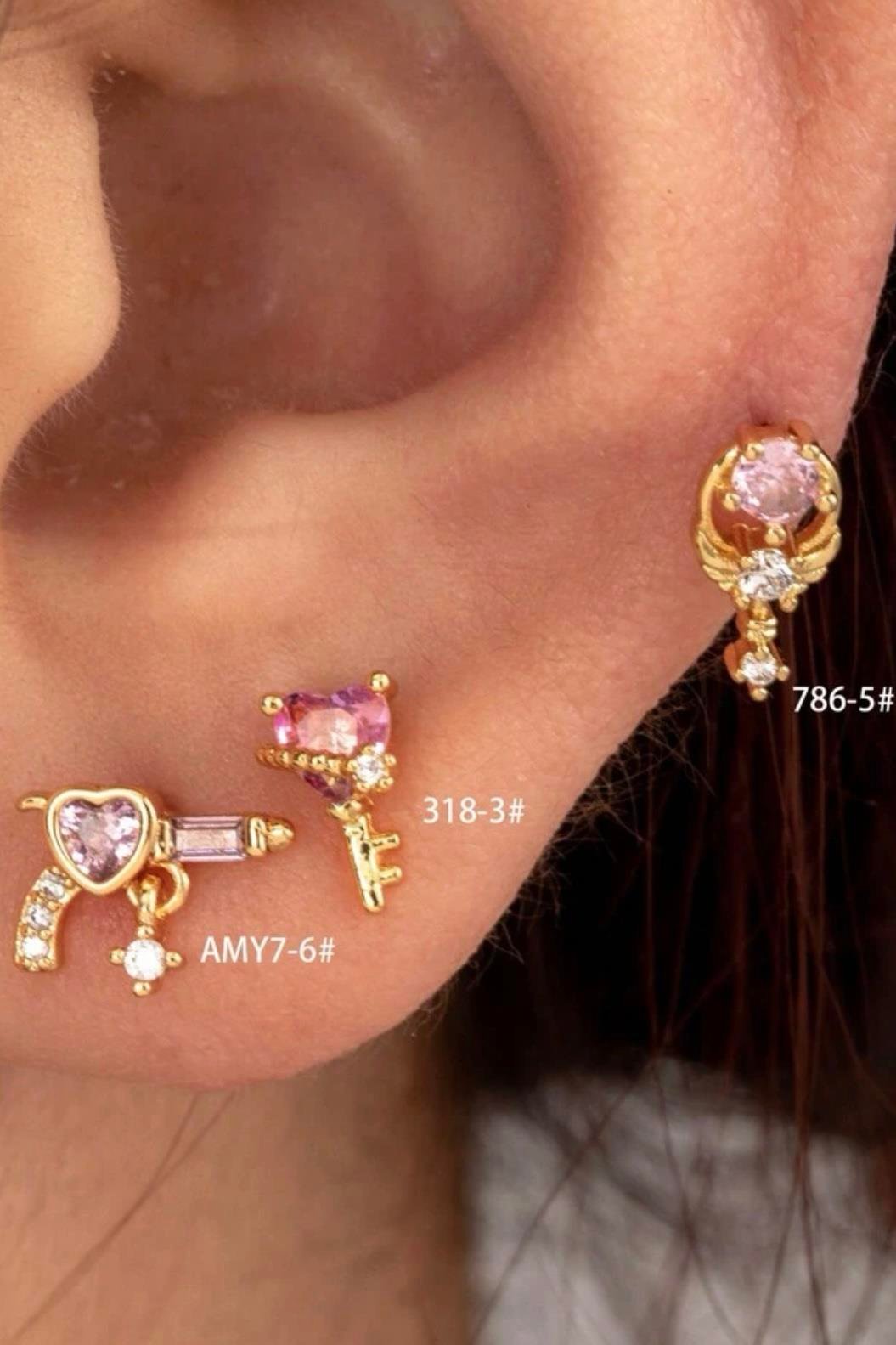 Pembe Kalp Anahtar Piercing | Cerrahi Çelik