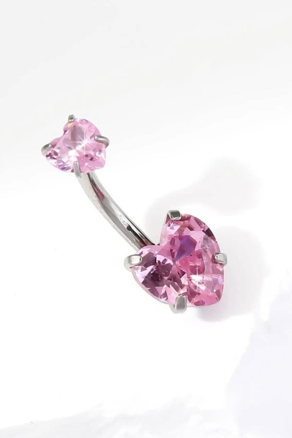 Pembe Kalpli Tektaş Göbek Piercing | Cerrahi Çelik