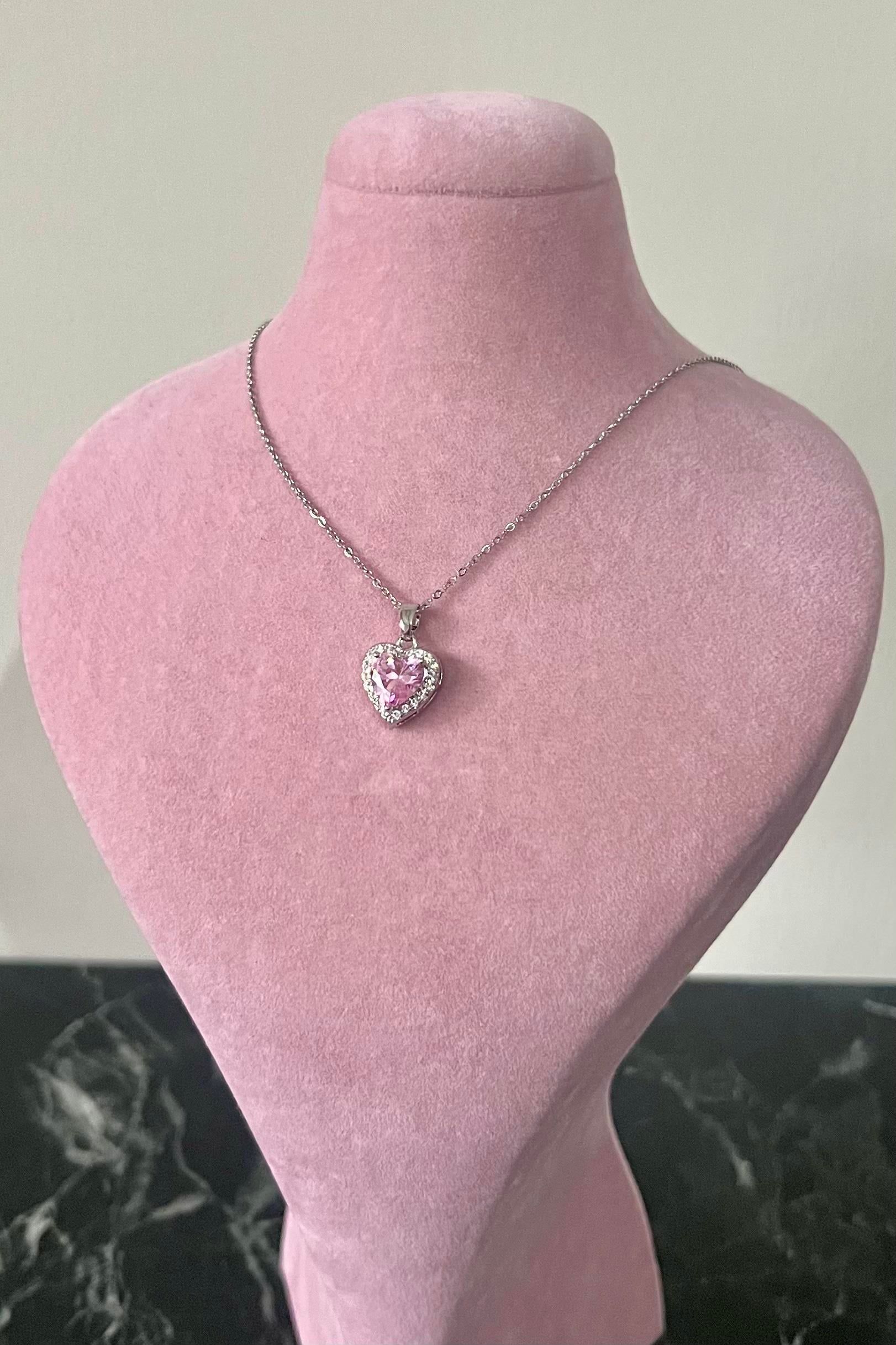 Pembe Kaplı Tektaş Kolye | Çelik