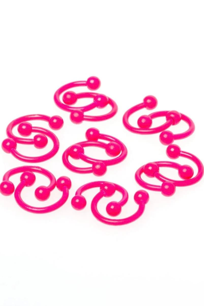 Pembe Neon Halka Piercing Çelik 8MM