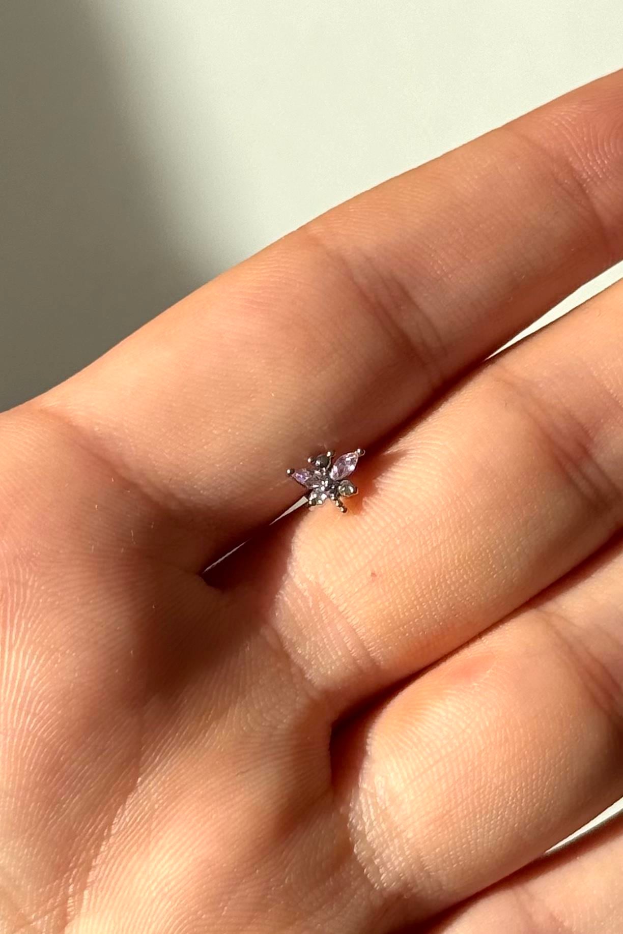 Pembe Taşlı Yusufçuk Piercing Cerrahi Çelik