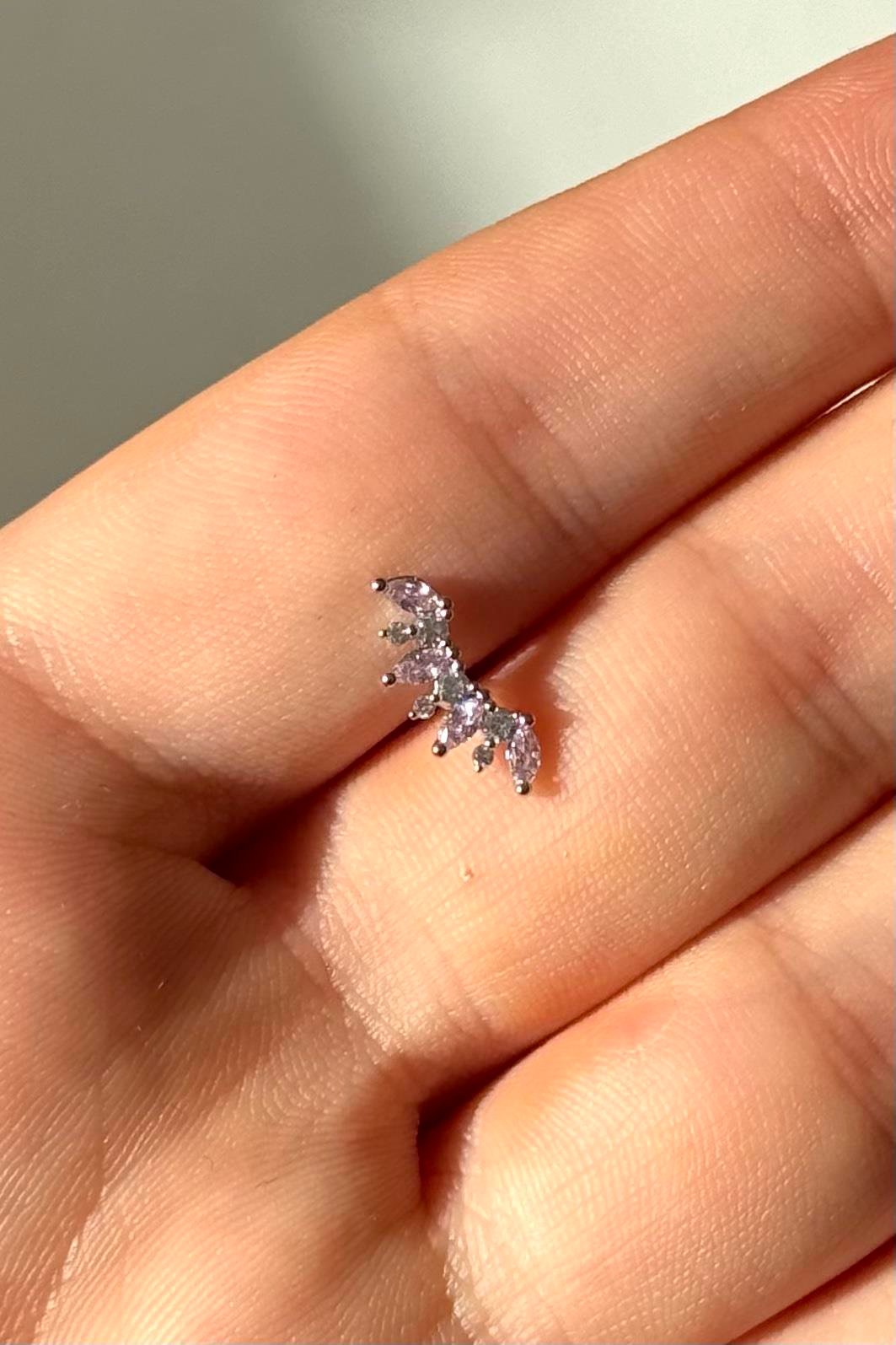 Pembe Uzun Kanat Piercing Cerrahi Çelik