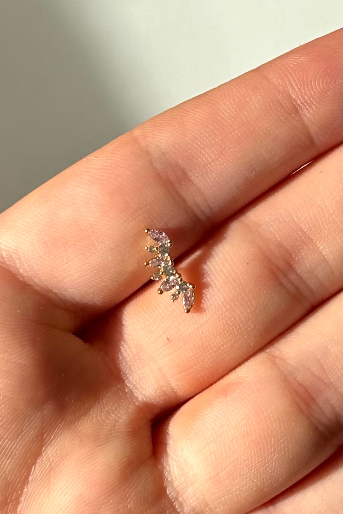 Pembe Uzun Kanat Piercing Cerrahi Çelik
