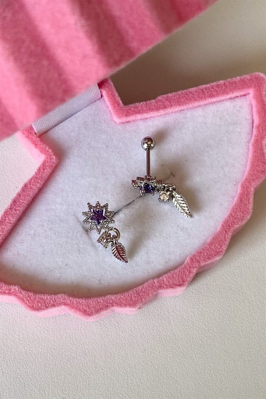 Sallantılı Mor Yıldız Piercing | Cerrahi Çelik