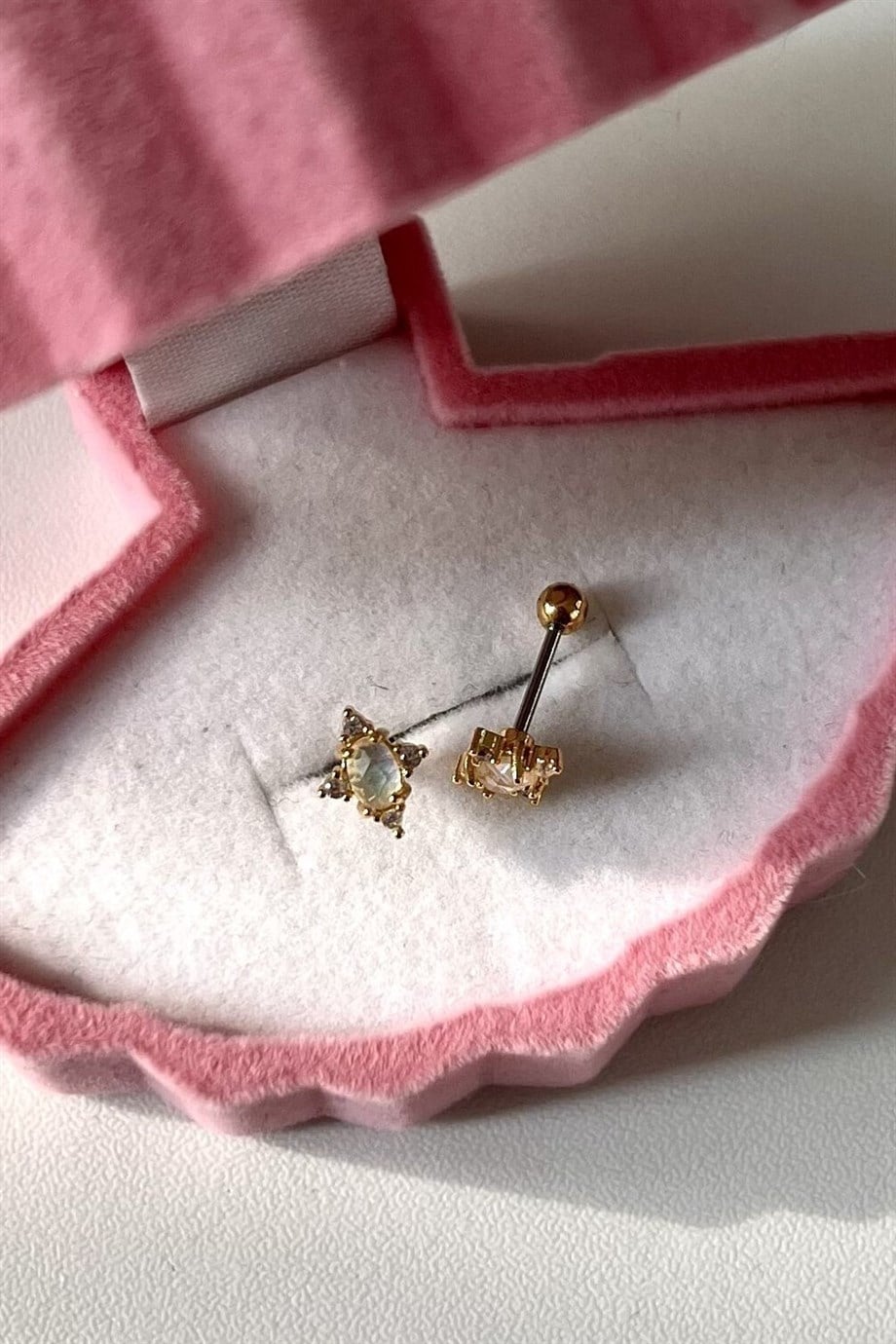 Soft Mavi Taşlı Elmas Piercing | Cerrahi Çelik