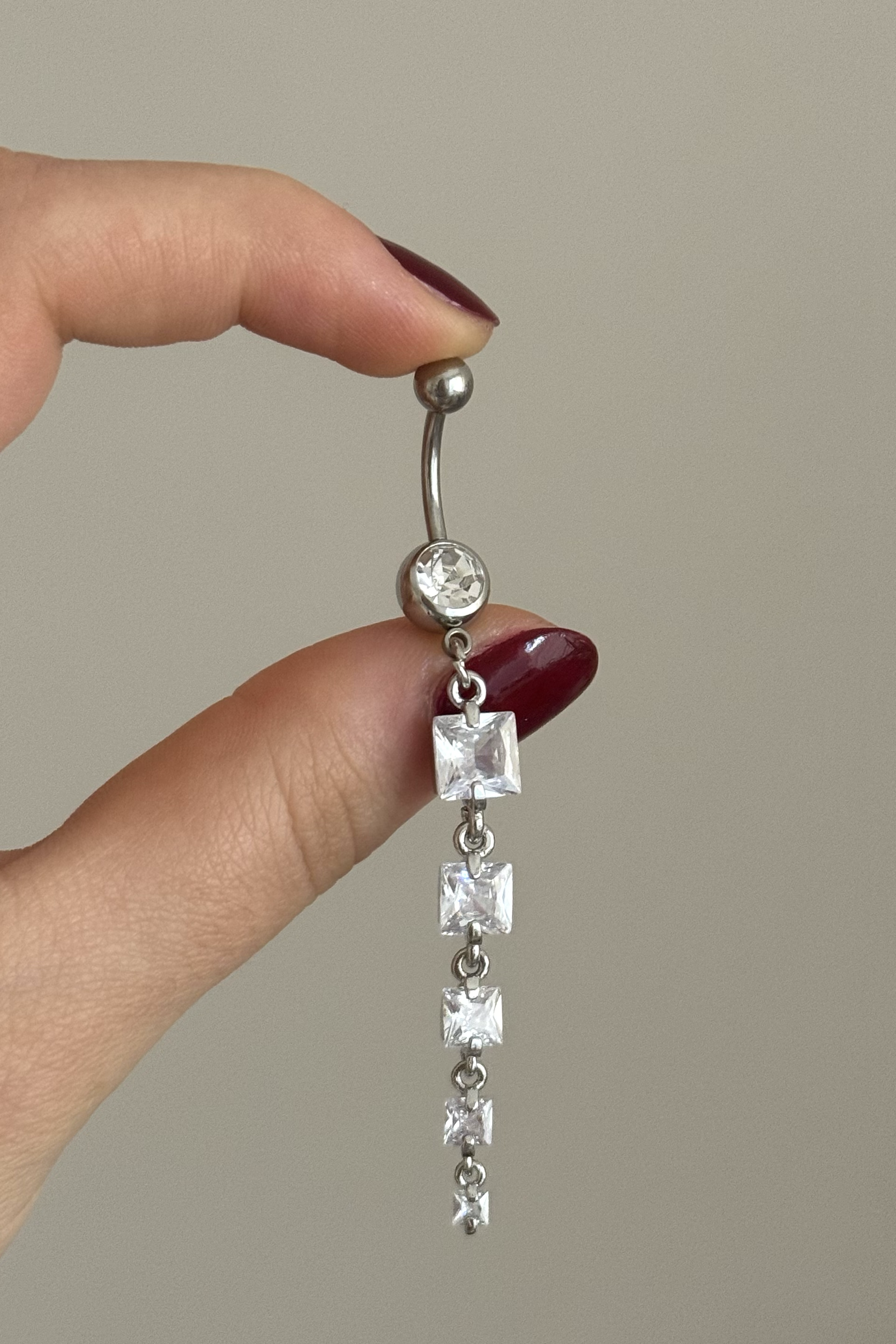 Taşlar Sallantılı Göbek Piercing 316L Cerrahi Çelik