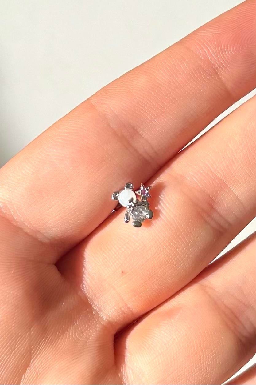 Taşlı Pembe Ayıcık Piercing Cerrahi Çelik