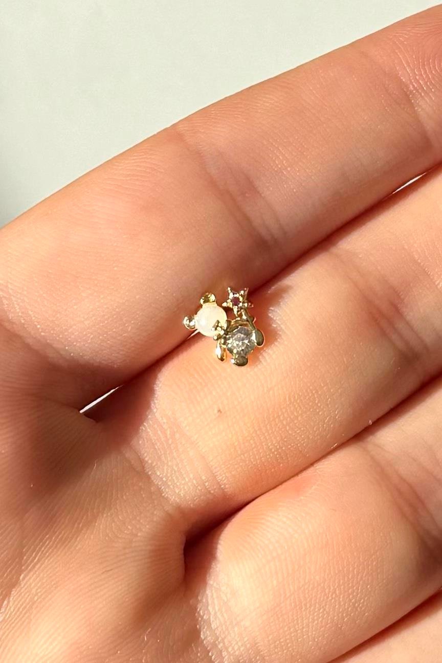 Taşlı Pembe Ayıcık Piercing Cerrahi Çelik