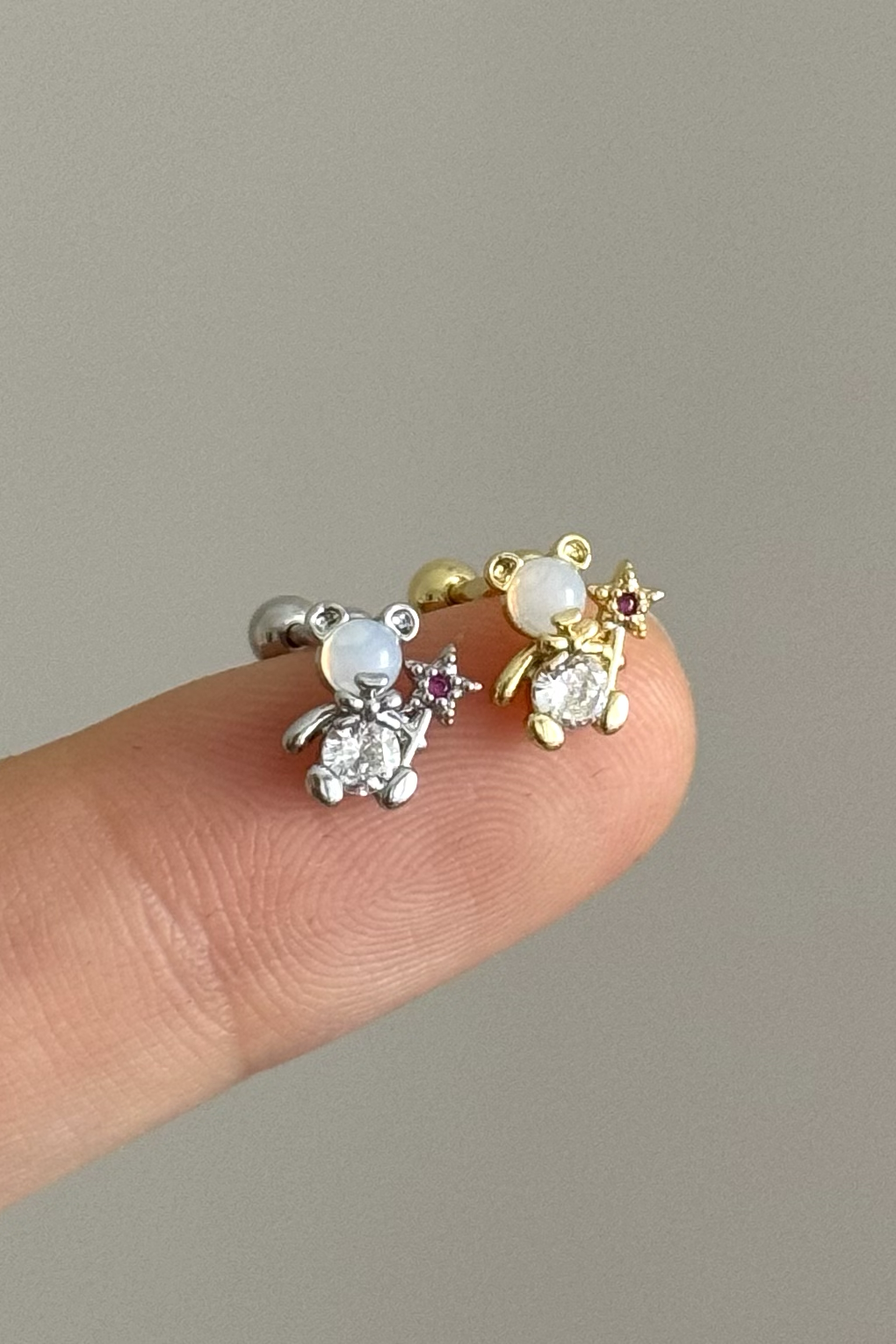 Taşlı Pembe Ayıcık Piercing Cerrahi Çelik