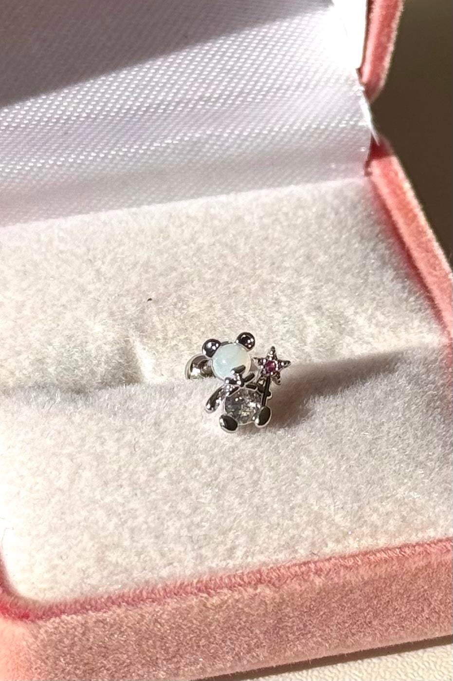 Taşlı Pembe Ayıcık Piercing Cerrahi Çelik