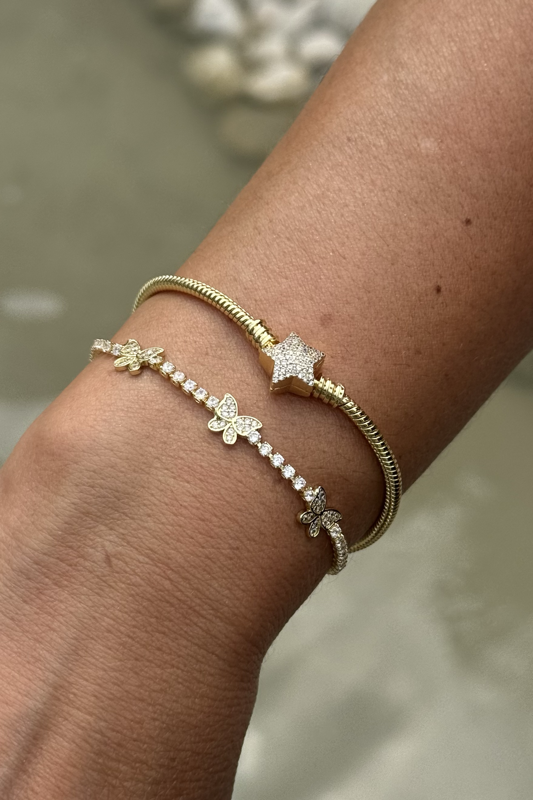 Taşlı Yıldız Çelik Pand. Charm Bileklik Xuping