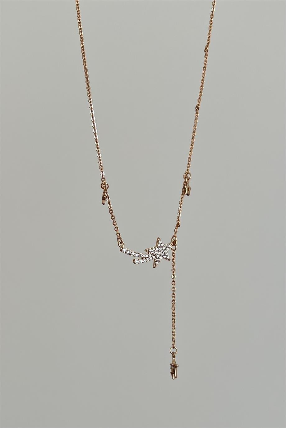 Taşlı Yıldız Kolye | Çelik