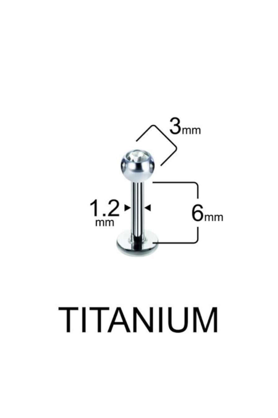 Tek Taş Titanyum Piercing 6 MM