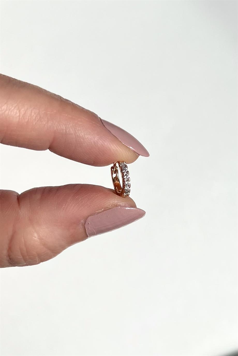 Tekli Taşlı Halka Küpe/Piercing | Çelik
