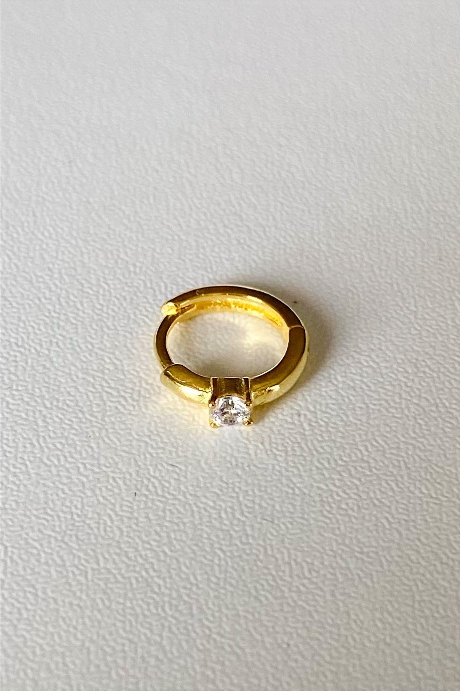 Tekli Tektaş Halka Küpe-Piercing | 925 Ayar Gümüş
