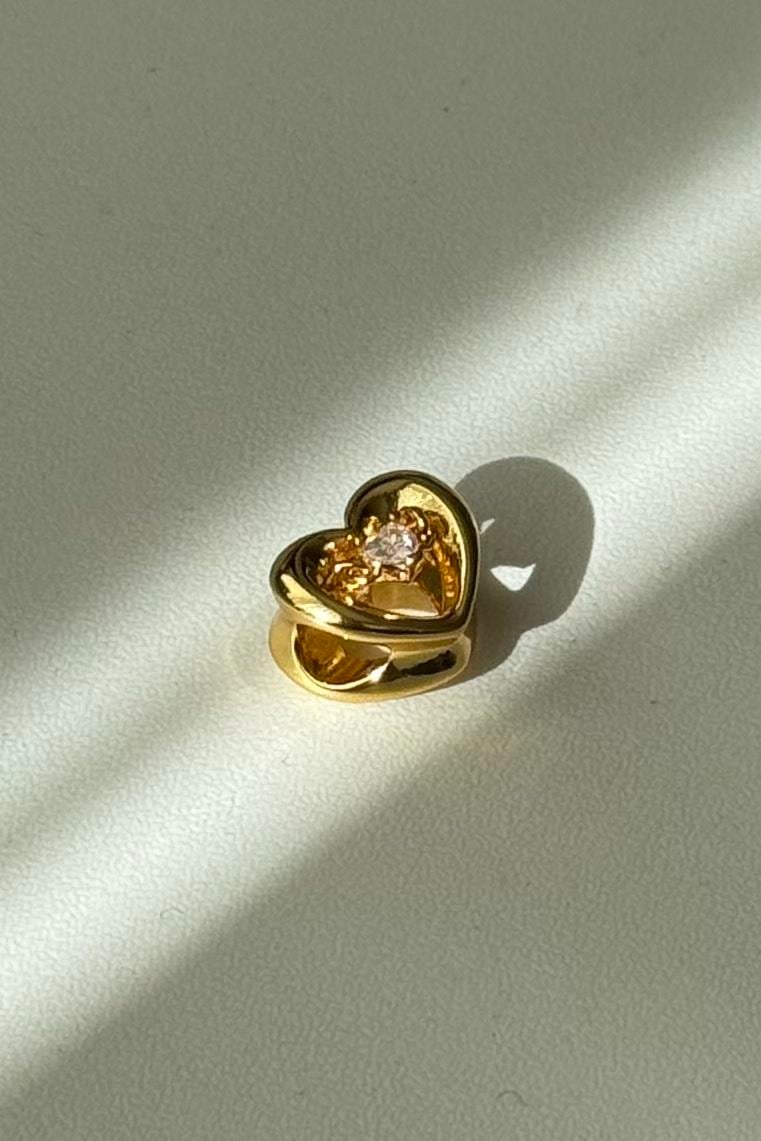 Tektaş Kalp Gold Charm 925 Ayar Gümüş
