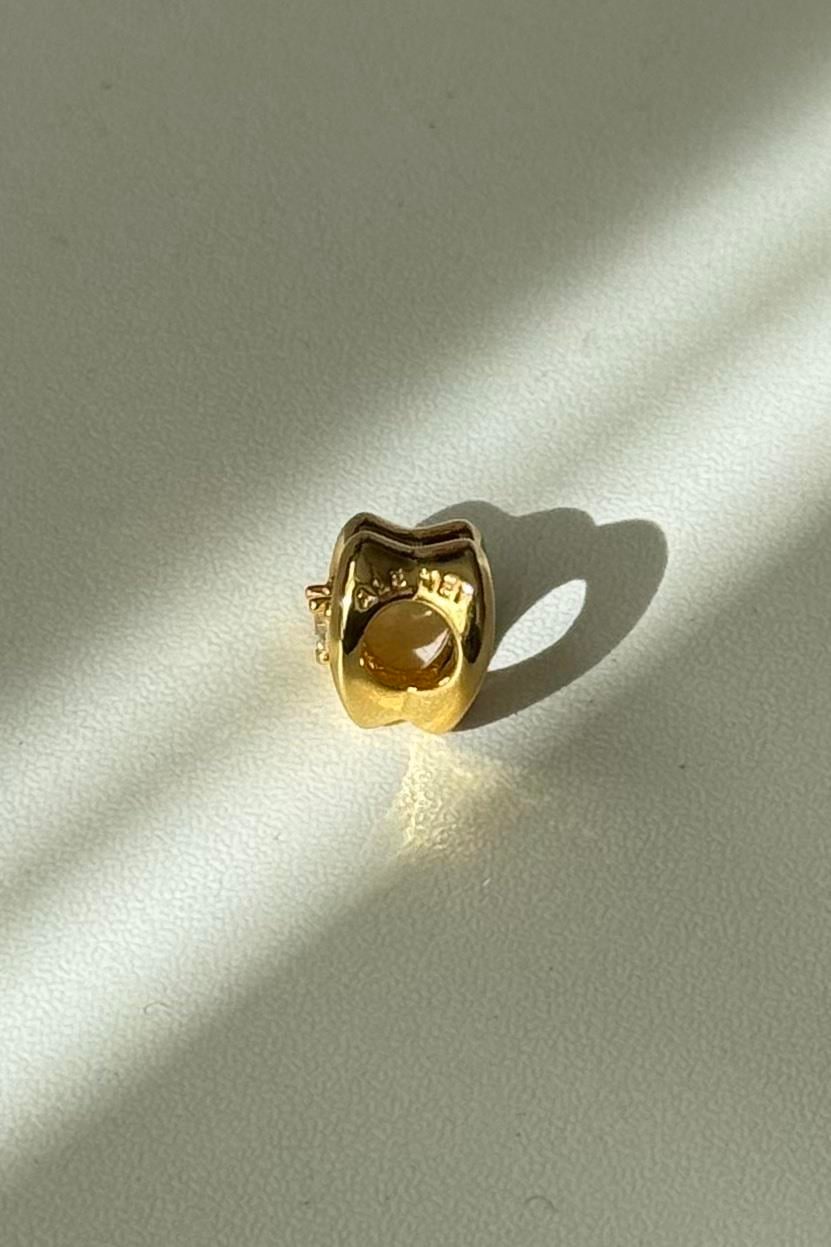 Tektaş Kalp Gold Charm 925 Ayar Gümüş