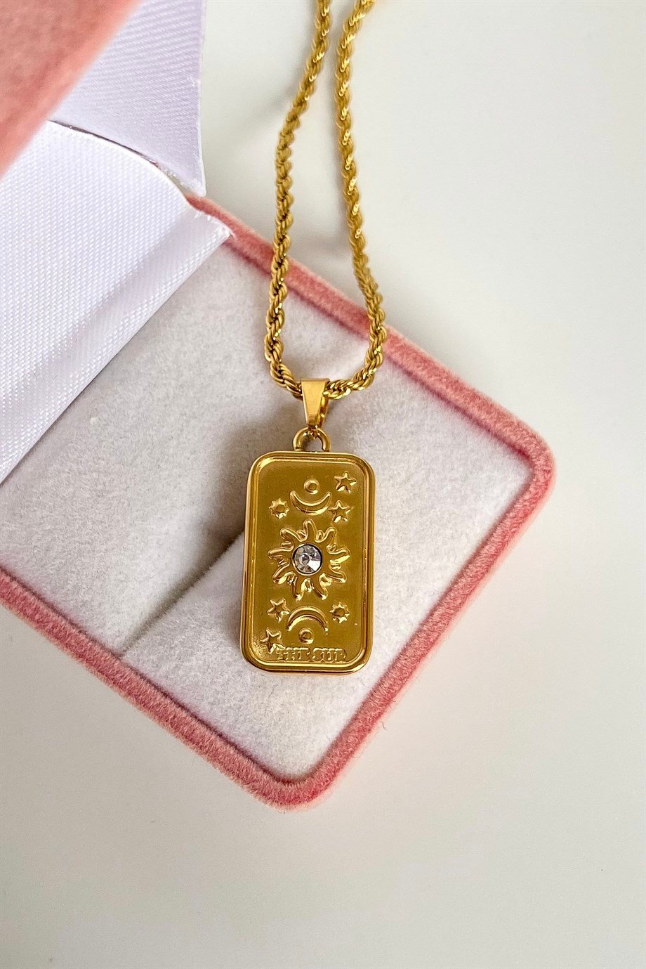 The Sun Tarot Burgu Kolye | Çelik