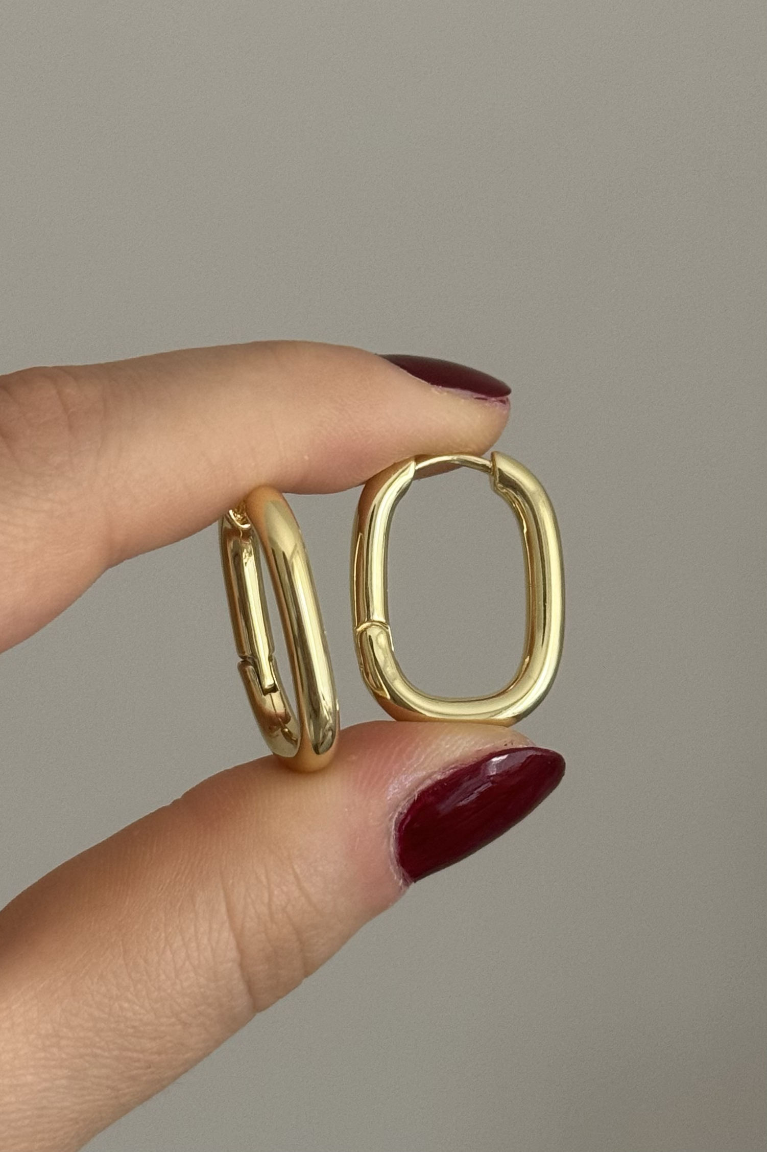 Tombul Oval Küpe Çifti 14K Çelik