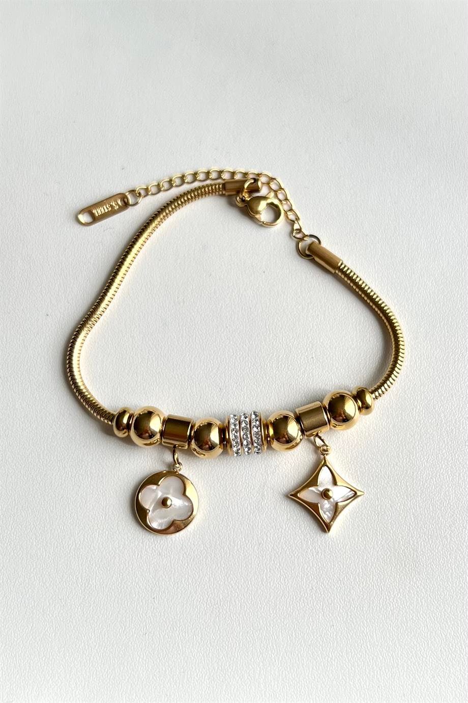 Yoncalı Charm Bilezik | Çelik