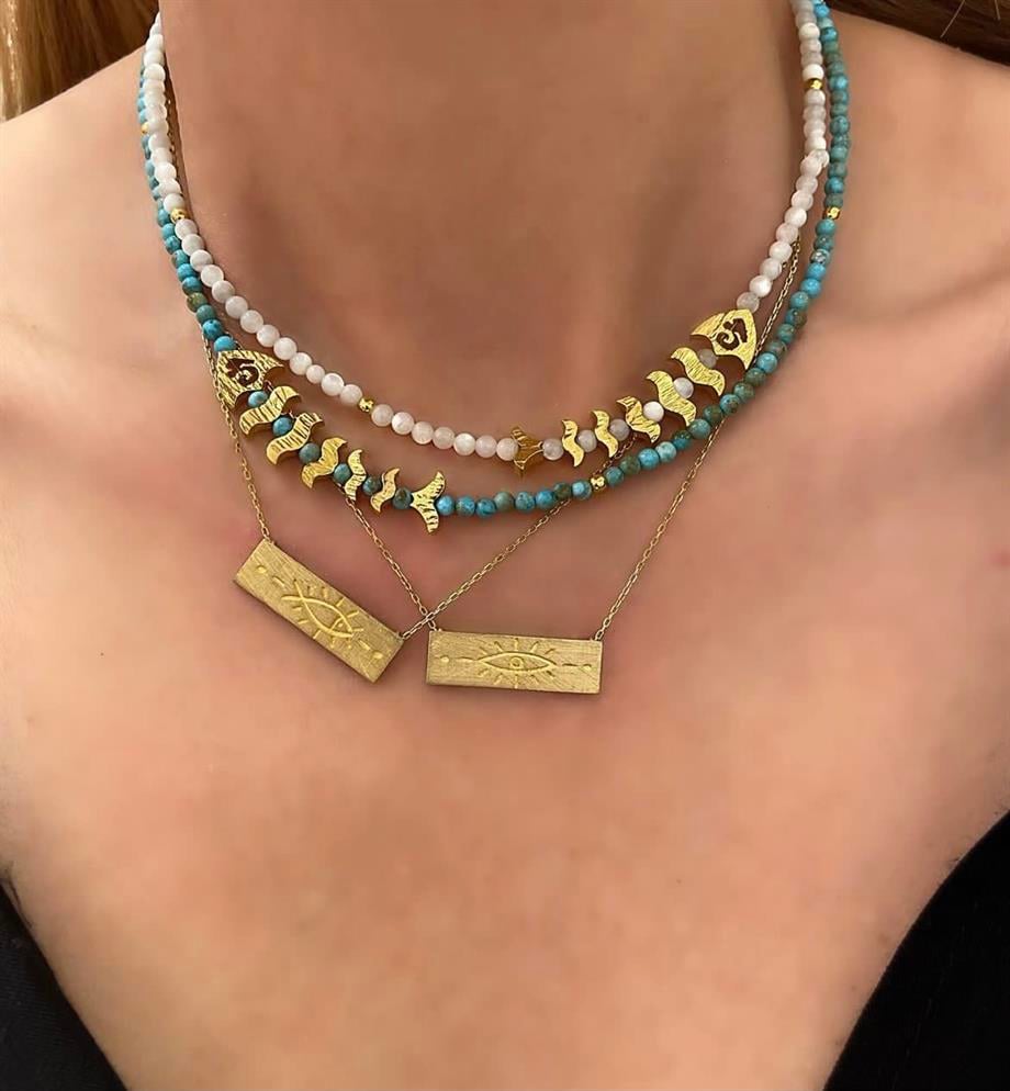 DOĞAL TAŞ BALIK KOLYE (MAVİ)