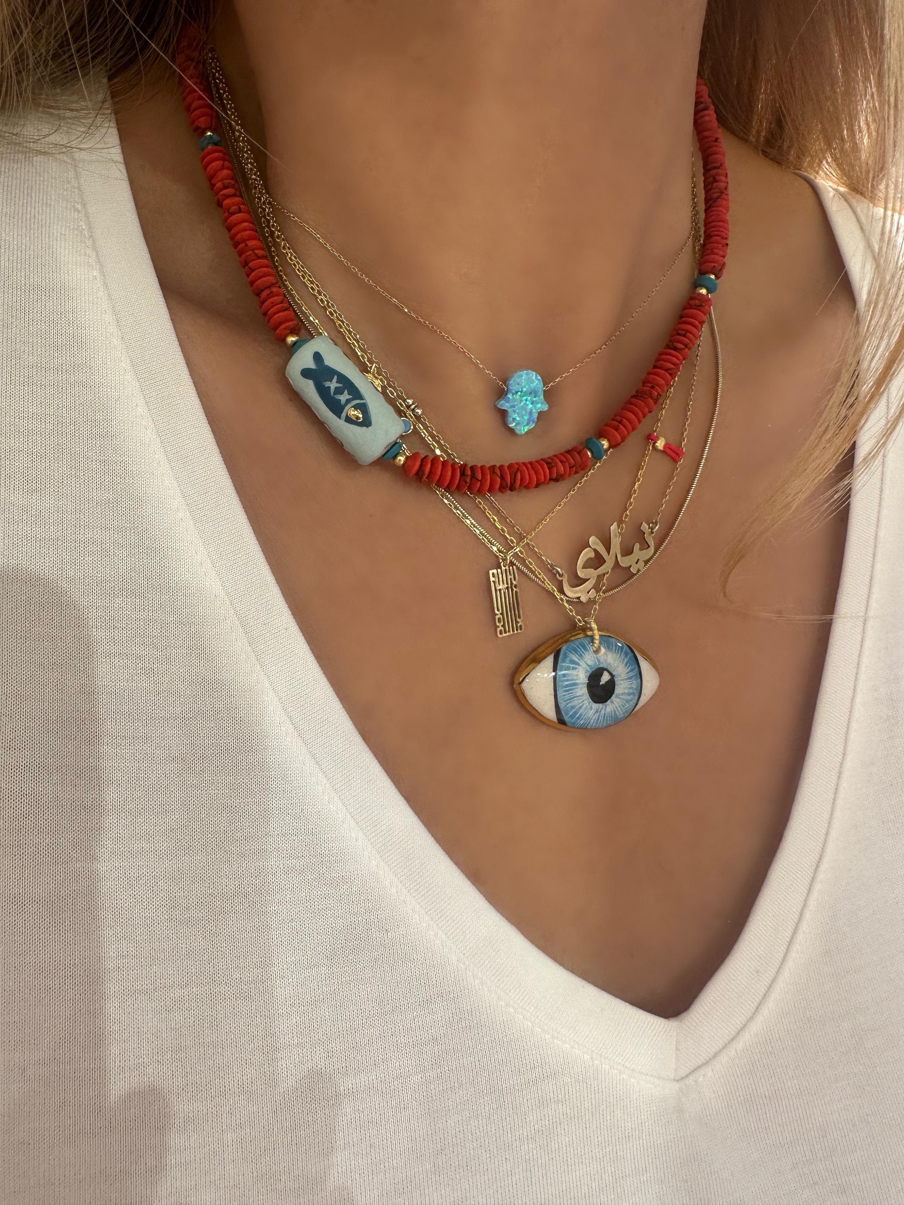 DOĞAL TAŞ & GÜMÜŞ BALIK KOLYE