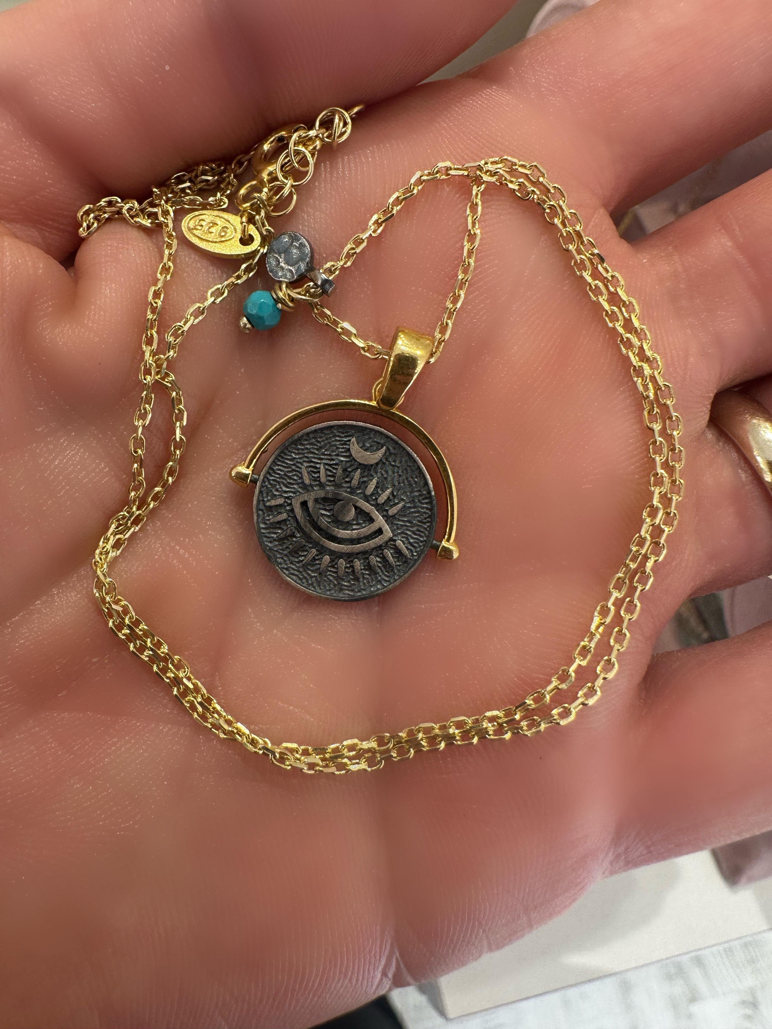 GÖZ MADALYON KOLYE SİYAH