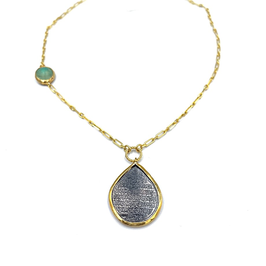 GÜMÜŞ AYETEL KÜRSİ KOLYE 