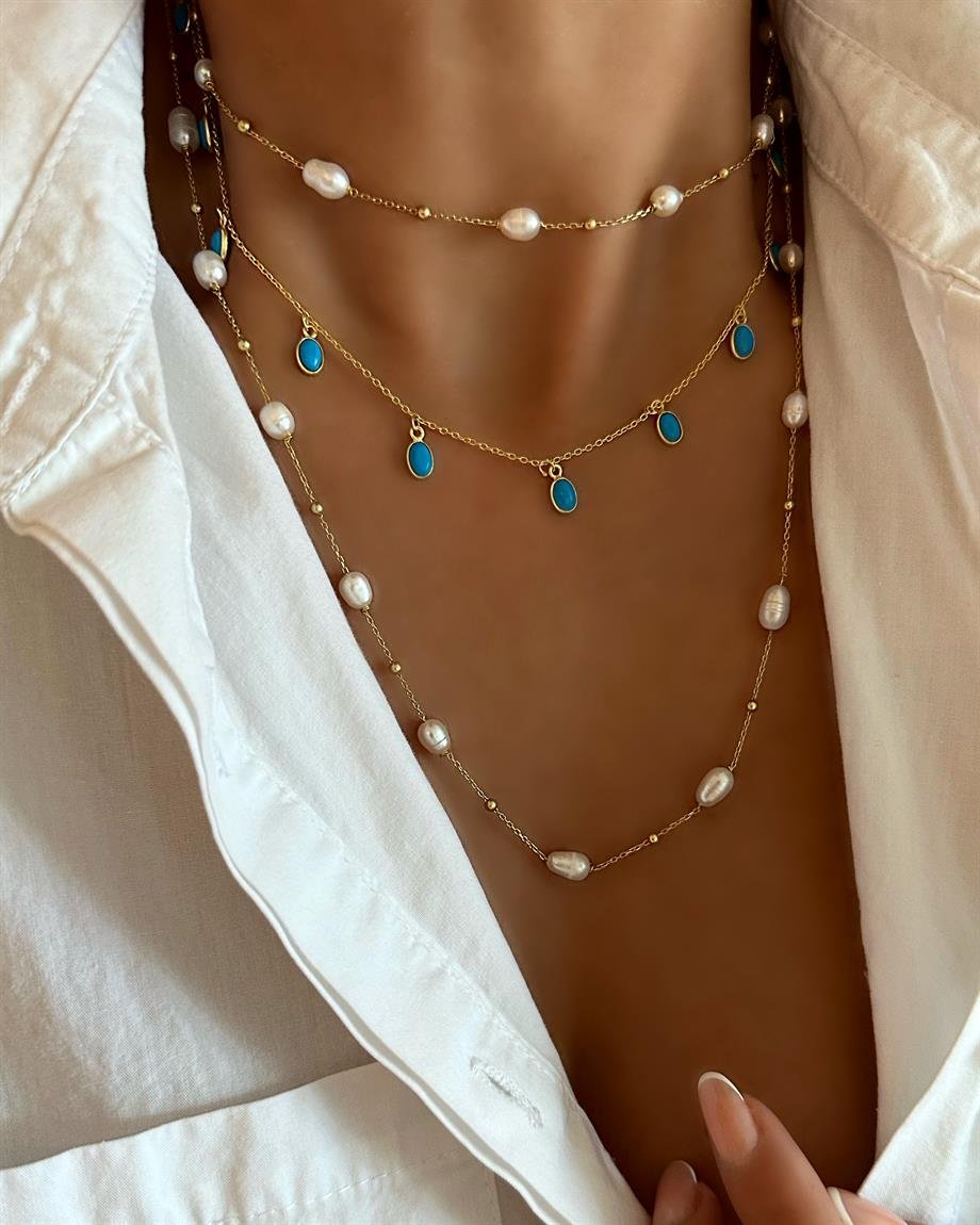 NATUREL İNCİLİ 90CM ZİNCİR KOLYE