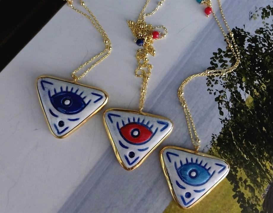 NAZAR SERAMİK & GÜMÜŞ MUSKA KOLYE