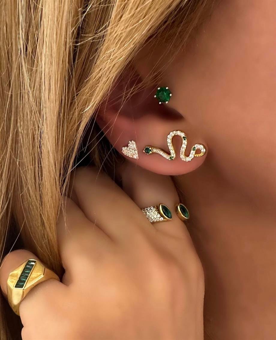 YEŞİL TEK TAŞ PIERCING