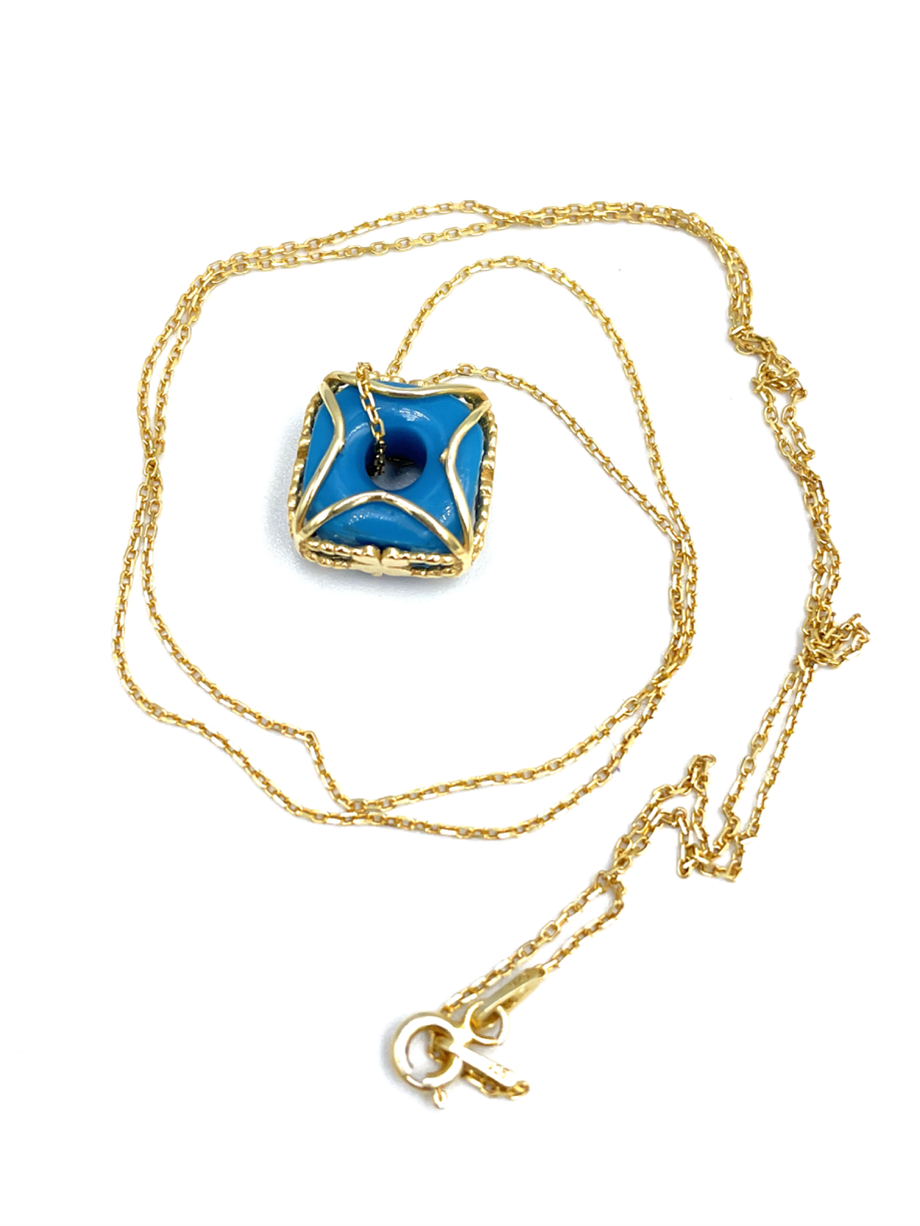 ZİNCİRDE YONCA DETAY GÜMÜŞ & CAM BONCUK KOLYE