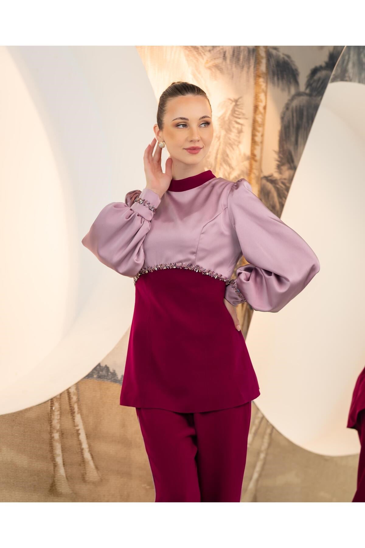 Bluz Pantolon İkili Takım Mürdüm