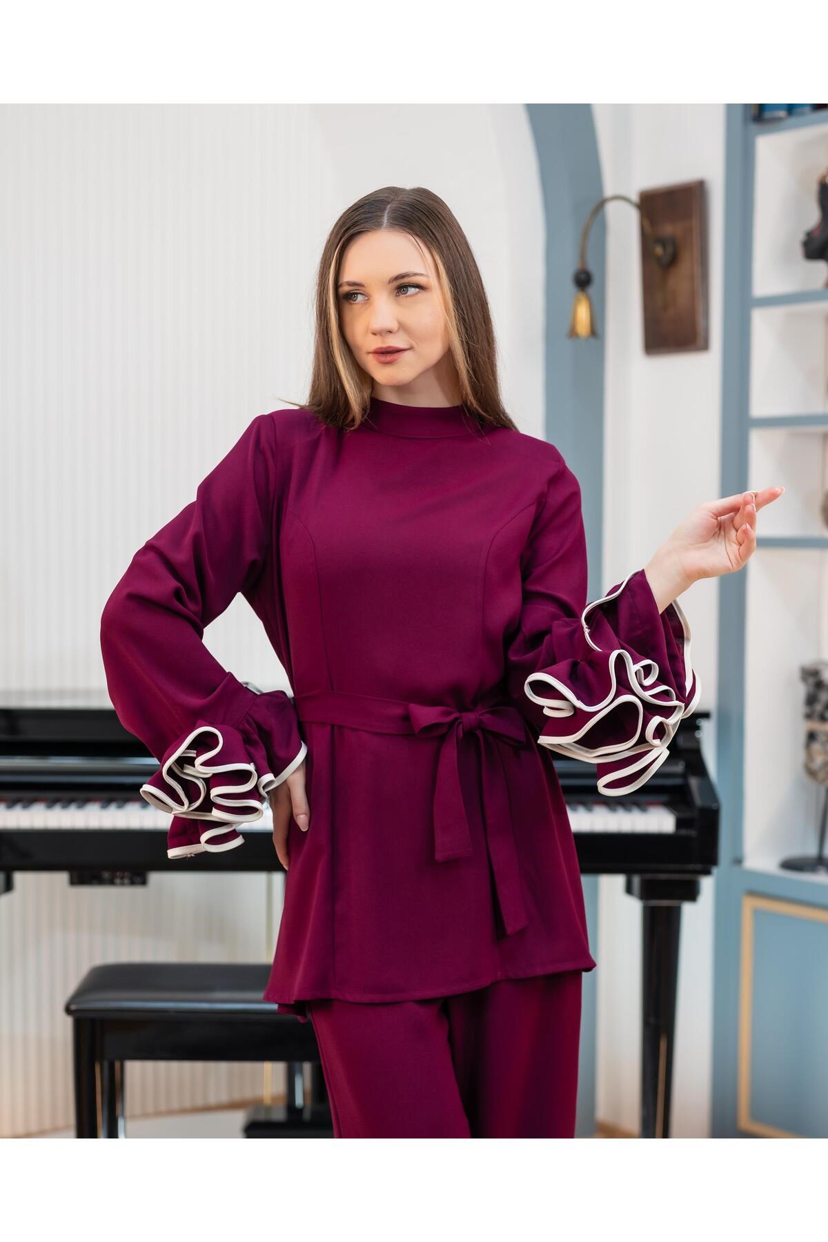Bluz Pantolon İkili Takım Mürdüm