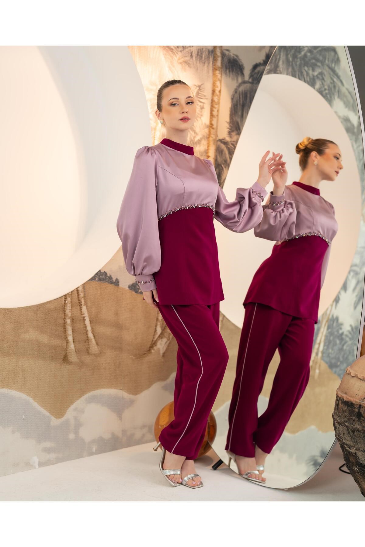 Bluz Pantolon İkili Takım Mürdüm