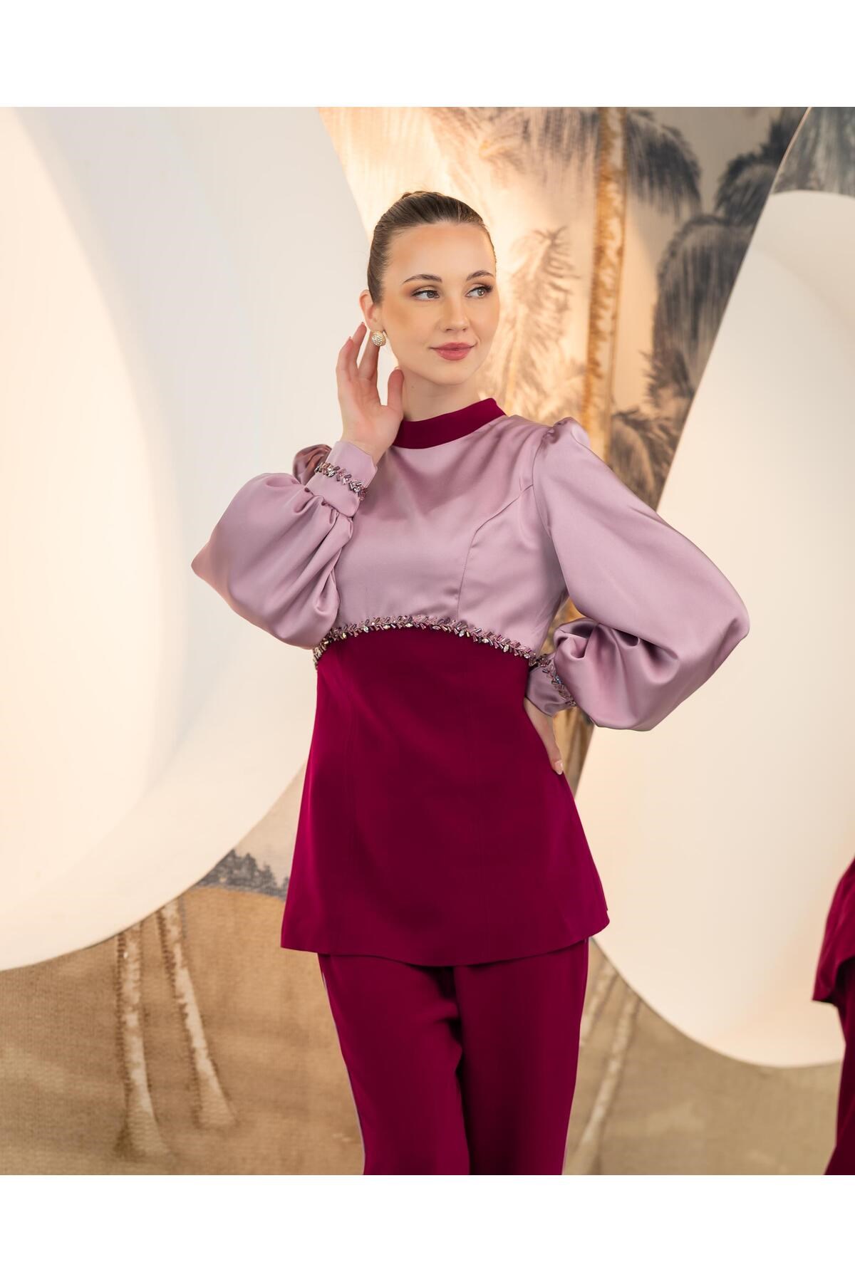Bluz Pantolon İkili Takım Mürdüm