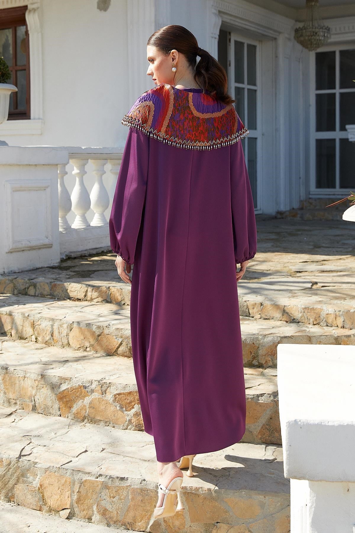 Bolerolu Elbise Mor