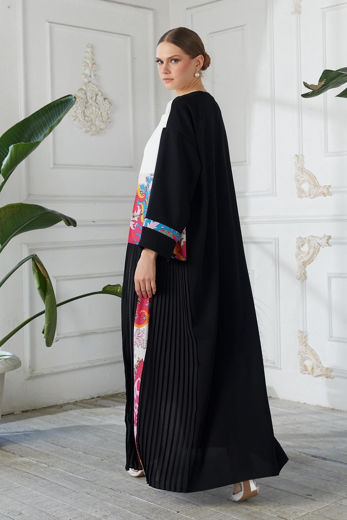 Dijital Baskılı Abaya Siyah