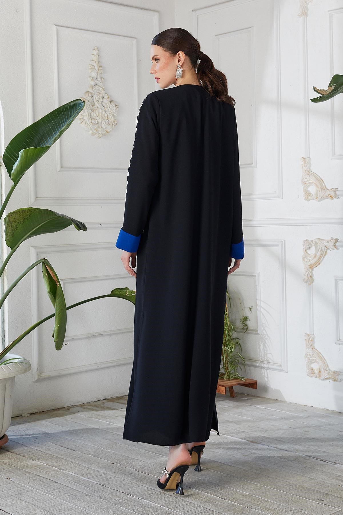 Dijital Baskılı Abaya siyah sax
