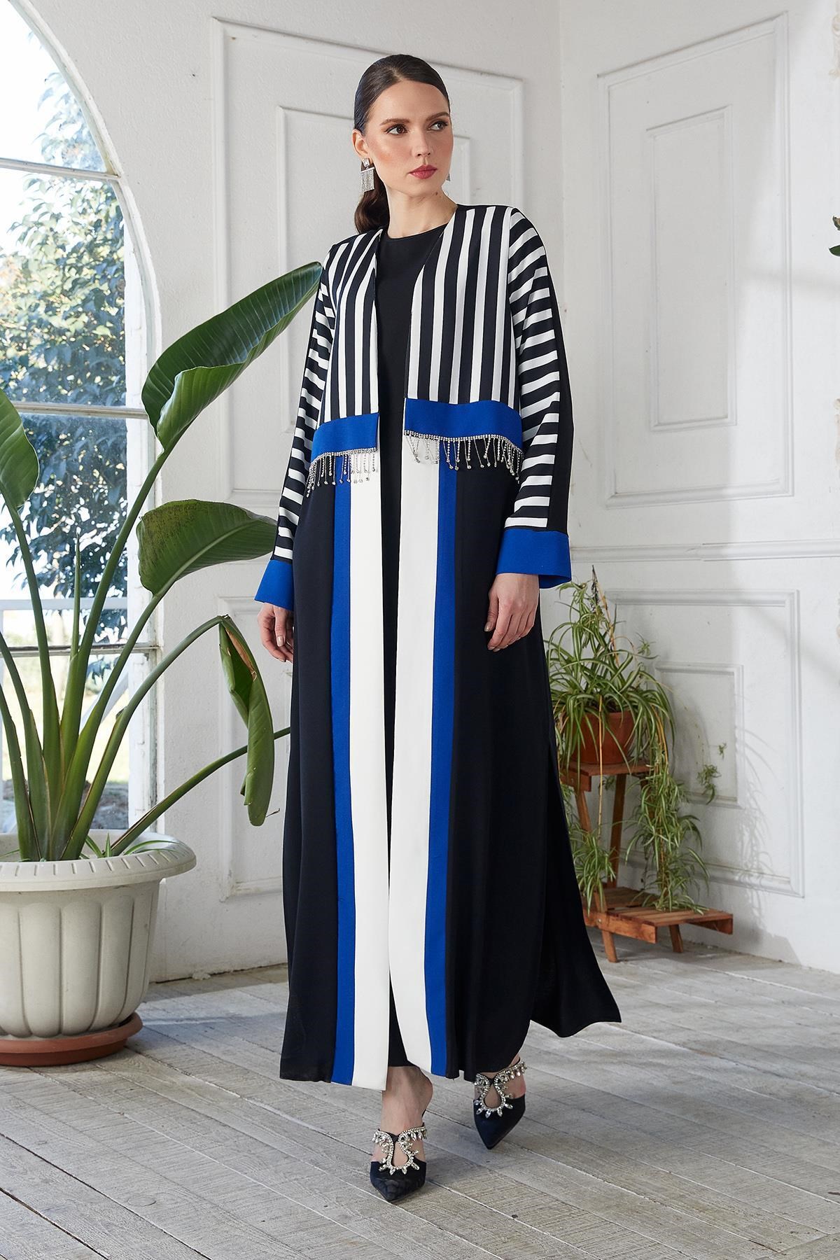 Dijital Baskılı Abaya siyah sax